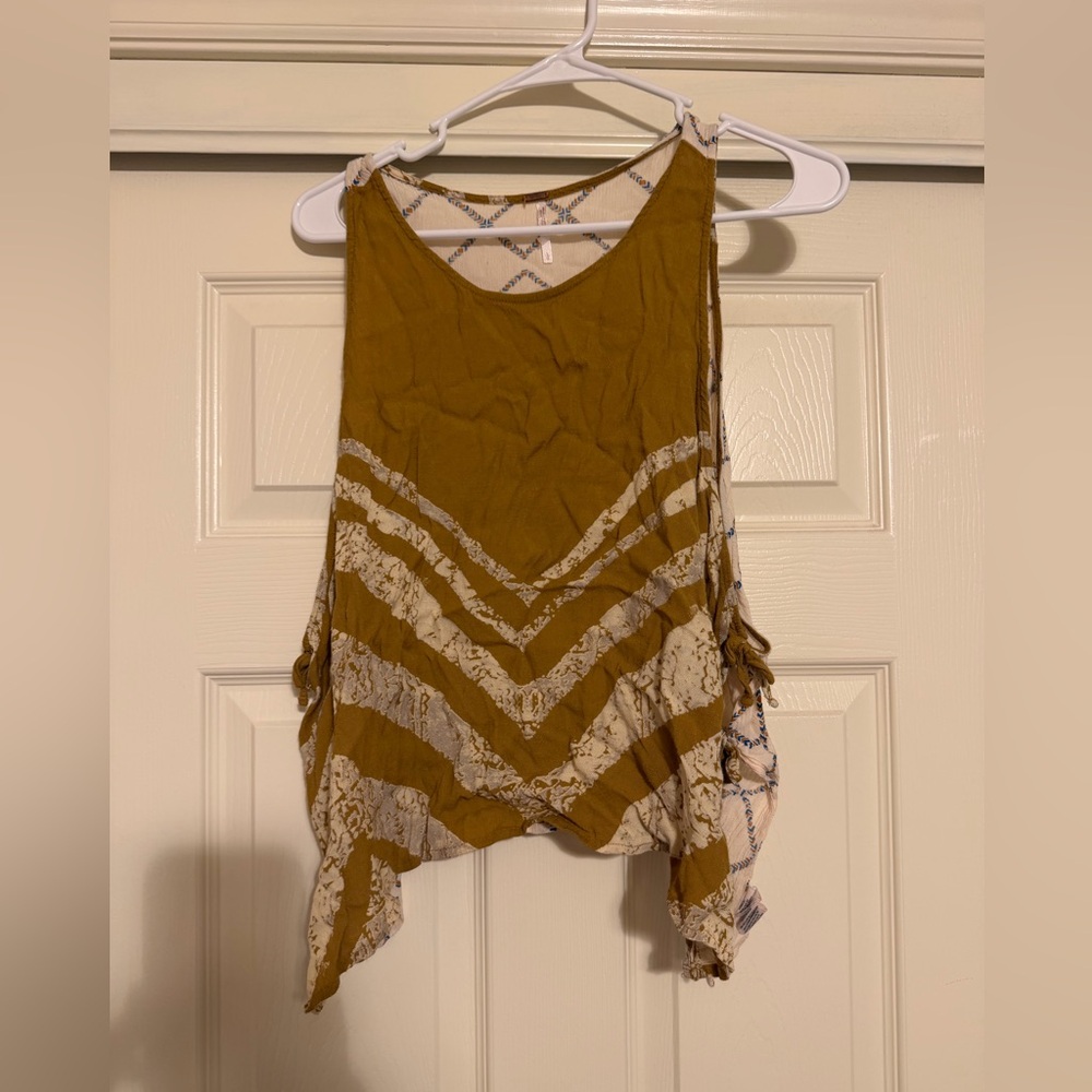 Free People Touch Of Love Tie Side Tank Top Swing Mustard Sleeveless